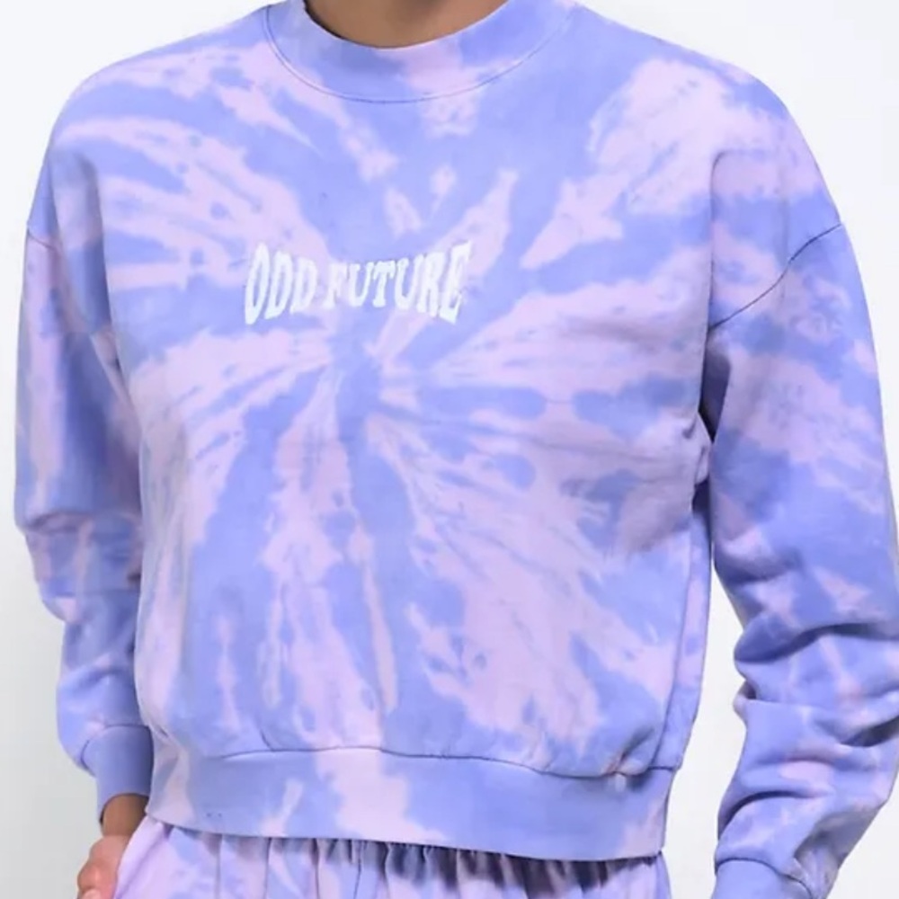 Odd future spiral tie-dye cropped, crewneck sweatshirt, size large